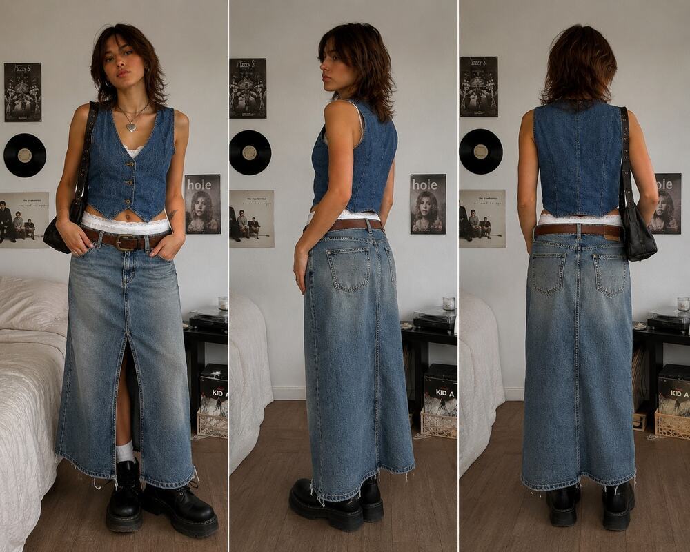 Vintage Sun Belt Denim Vest Size 8 Y2K Boho Western Button Front Jean Top